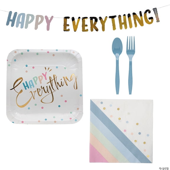 41 Pieces Happy Everything Party Disposable Tableware Kit for 8 Guests