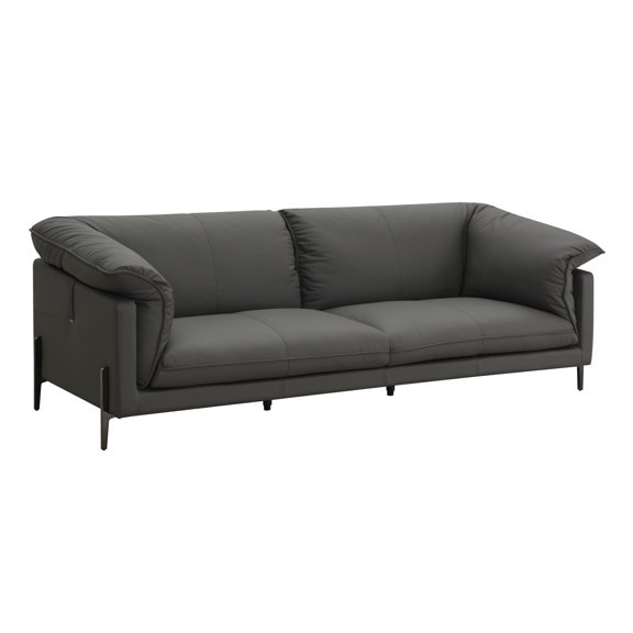 41" Product Depth, Black Leather - Full Foam with D26 Density - Living Room Use - Supportive and Durable Seating