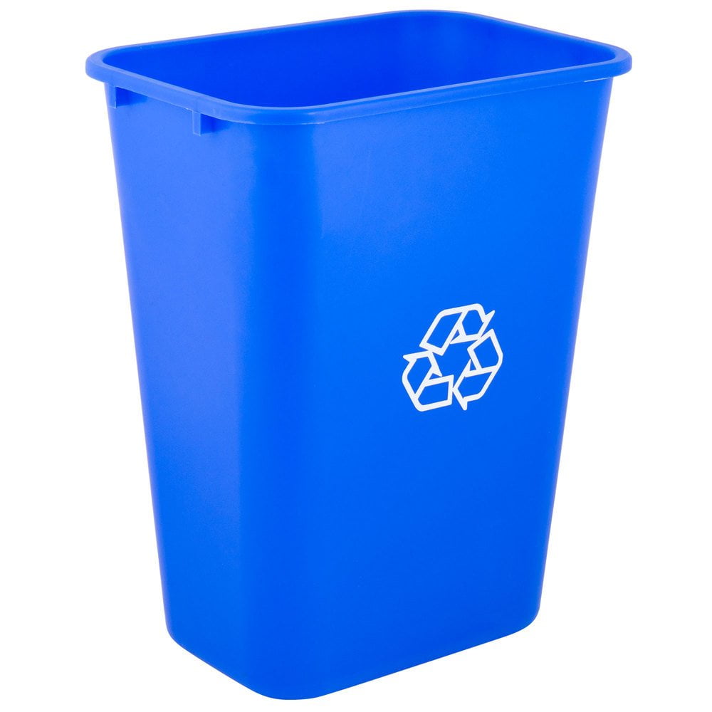 41 Qt. / 10 Gallon / 38 Liters Blue Rectangular Recycling Wastebasket