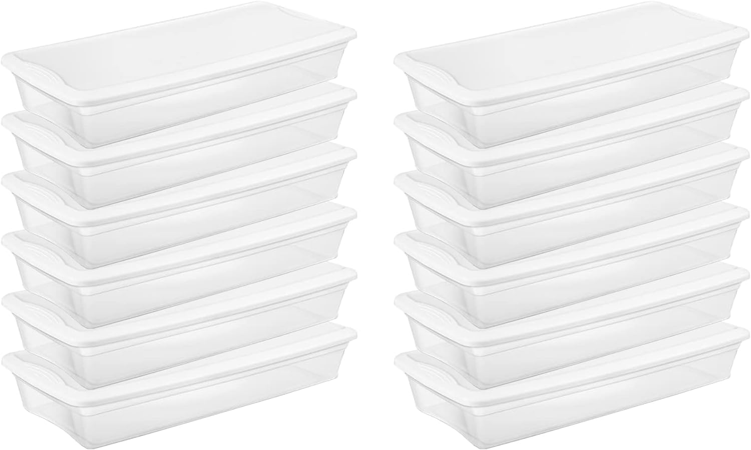 41 Qt Lightweight Underbed Storage Box, Stackable Bin With White Lid