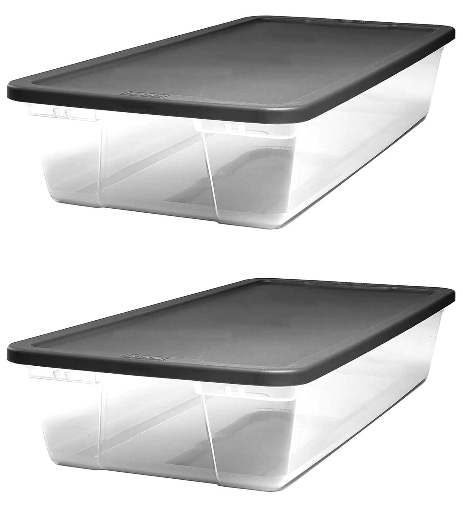 41Quart Plastic Under Bed Stackable Storage Container Bin with Gray