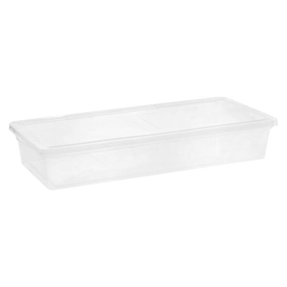 41 Quart Storage Box, Clear Plastic Bins with Lids - Stackable Organizer for Clothes, Toys, Holiday Decorations, Under Bed Storage - 35.63 x 16.25 x 6 Inch