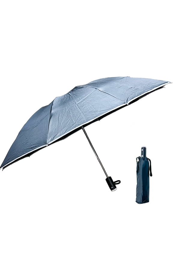 41" Reverse Folding Windproof Pocket Umbrella With LED Flashlight