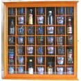thumbnail image 1 of 41 Shot Glass Display Case Holder Cabinet Wall Rack with Glass Door, Oak Finish, 1 of 1
