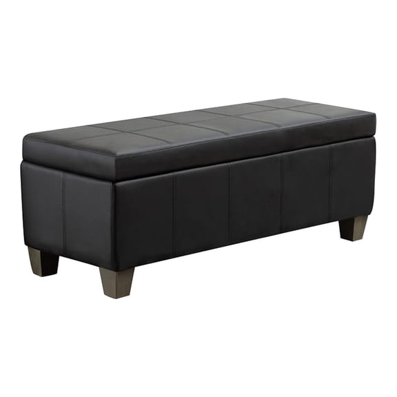 41" Storage Ottoman, Storage with Safety Hinge, Upholstered Synthetic Leather Ottoman for Bedroom, Living Room, Entryway, Hallway, Foot Rest, Support 500lbs, Black