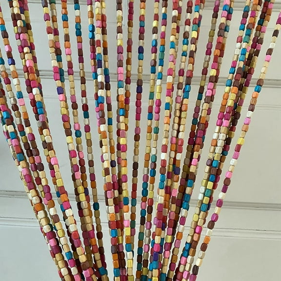 41 Strands Rainbow Colorful Hippie Boho Bohemian  Wooden Door Beaded Curtain Doorway Beads  36  x 79  (Rainbow)