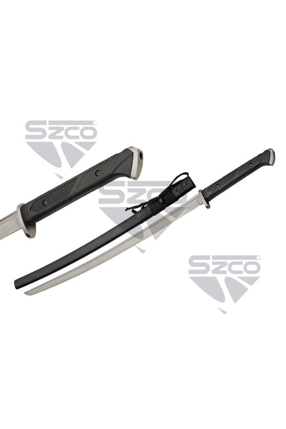 41" Tachi Katana with 1060 Carbon Steel Blade, Stainless Steel Guard, TPR Handle, and Leather Sheath