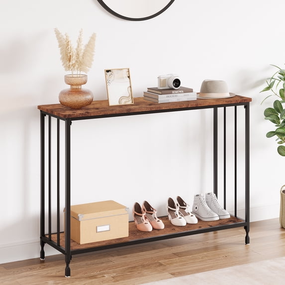 41"W Console Table, Sofa Tables Narrow Entryway Table with Wood Shelf and Metal Frame, Industrial Behind Couch Table Hallway Table for Living Room, Foyer, Bedroom