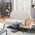 thumbnail image 1 of 41" W Small Loveseat with Natural Rattan Arms,Upholstered Modern Mini Sofa Couch Love Seat Settee Bench with Back for Living Room Bedroom Office Small Space Entryway, 1 of 5