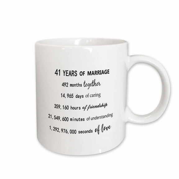 3drose, 41 Years of Marriage 41st Wedding Anniversary in Months Days Hours, 11oz Mug
