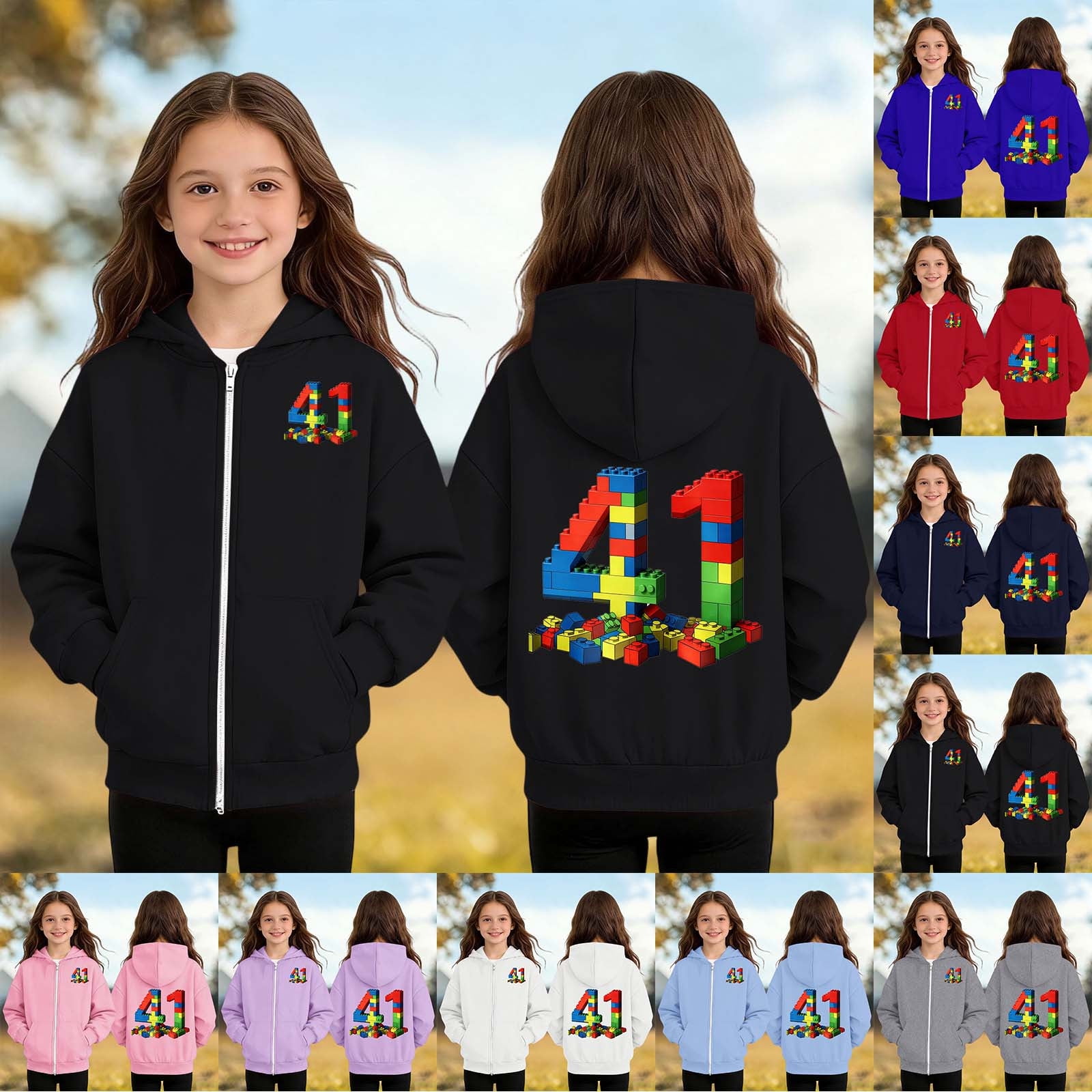 41 Zip Up Hoodie Kids 4 1 Meme Four One Sweatshirt Block Knockdown Long ...