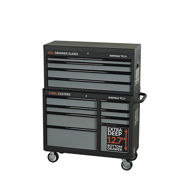 41 in. W 12-Drawer Tool Chest and Cabinet Combo with Side Table in Gloss Black 41 in. W 12-Drawer Tool Chest and Cabinet Combo with Side Table in Gloss Black