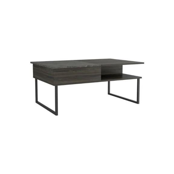41 in. Manufactured Wood Rectangular Lift Top Coffee Table, Onyx & Carbon