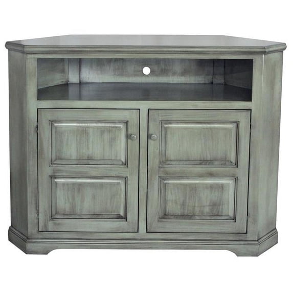 41 in. Poplar Tall Corner TV Stand, European Ivory