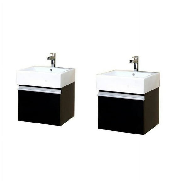 41-inch Double Sink Bathroom Vanity with White Vitreous China Top Dark Espresso Finish in Black - Bellaterra Home
