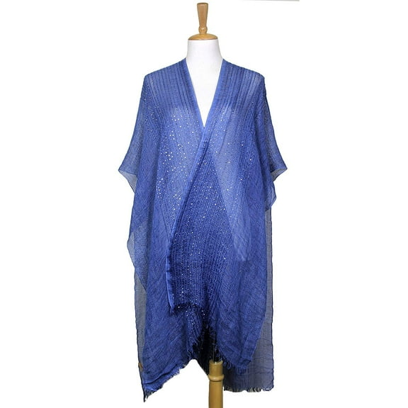 41 inch x70.8 inch 100% Visose Mesh Cover Up with Sequins Blue
