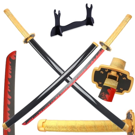 41 inches Dull Blade Metal Demon Slayer Sword Tsugikuni Yoriichi with Wooden Holder Display