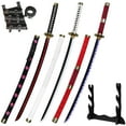 thumbnail image 1 of 41 inches Roronoa Zoro Sword Set with Belt and Holder, Wado Ichimonji & Kitetsu & Shusui, 1 of 7