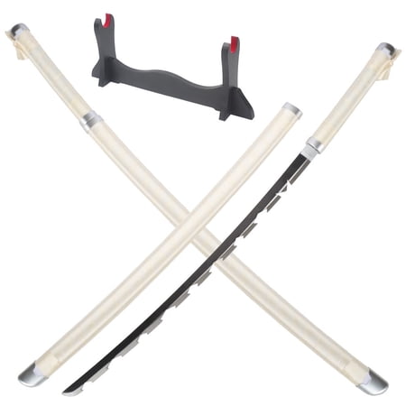 41 inches Metal Sword Hashibira Inosuke with Wooden Holder Stand