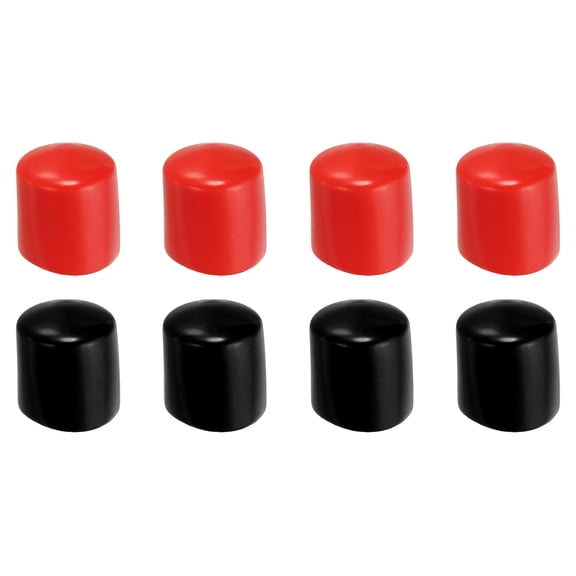 41 mm Round Rubber End Caps, Vinyl Bolt Cover Caps Flexible Screw Thread Protectors, Black-Red 8 Pcs