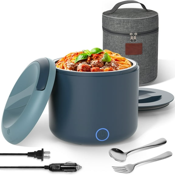WisaKey 41oz Electric Lunch Box Food Warmer - 100W Leakproof, 12V/24V/110V/220V Portable Heater Lunch Box for Office, Car, Truck, Camping - Gift