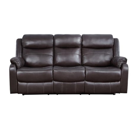 41 x 37 x 80.25 in. Yerba Double Lay Flat Reclining Sofa with Center Drop-Down Cup Holders - Dark Brown