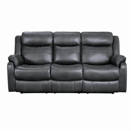 41 x 37 x 80.25 in. Yerba Double Lay Flat Reclining Sofa with Center Drop-Down Cup Holders - Dark Gray