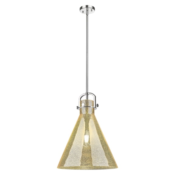 410-1SL-PN-G411-16ME Innovations Lighting Newton Cone - 1 Light Stem Hung Pendant-16 Inch Wide and 17.25 Inch Tall-Polished Nickel Finish-Mercury