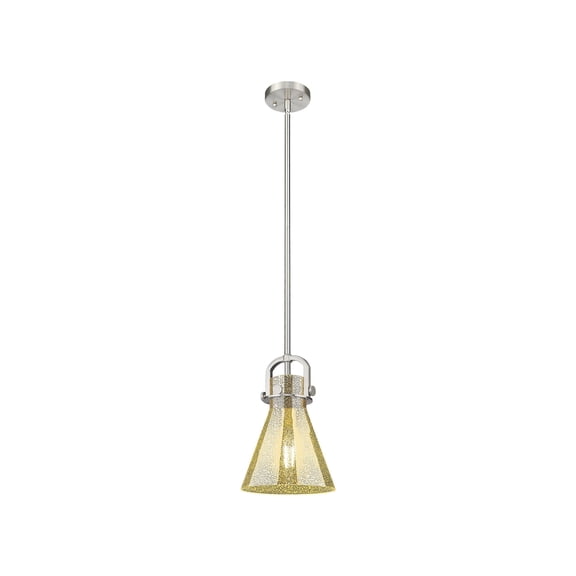 410-1SS-SN-G411-8ME Innovations Lighting Newton Cone - 1 Light Stem Hung Mini Pendant-11.38 Inch Tall and 8 Inch Wide-Satin Nickel Finish-Mercury