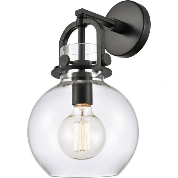 410-1W-BK-8CL-Innovations Lighting-Newton-One Light Wall Sconce-8 Inches Wide by 14.5 Inches High
