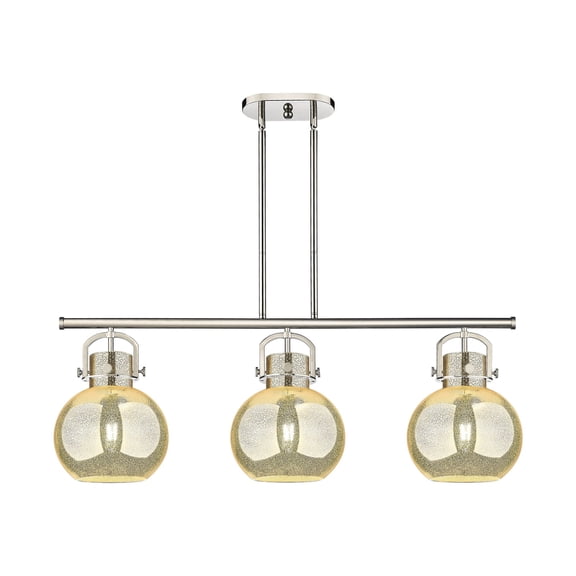 410-3I-PN-G410-10ME Innovations Lighting Newton Sphere - 3 Light Stem Hung Arched Island-16.38 Inch Tall and 41.5 Inch Wide-Polished Nickel