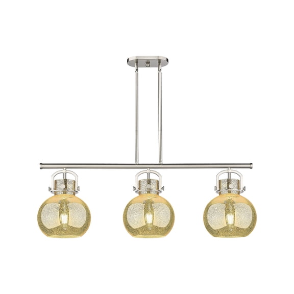 410-3I-SN-G410-10ME Innovations Lighting Newton Sphere - 3 Light Stem Hung Arched Island-16.38 Inch Tall and 41.5 Inch Wide-Satin Nickel