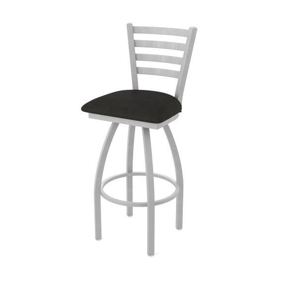 410 Jackie 25" Swivel Counter Stool with Anodized Nickel Finish and Canter Espresso Seat