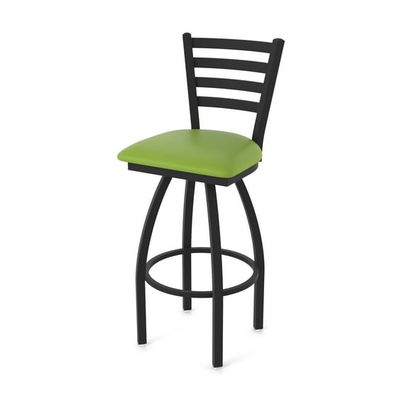 410 Jackie 30" Swivel Bar Stool with Black Wrinkle Finish and Canter Kiwi Green Seat