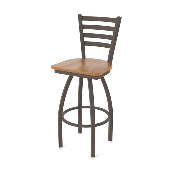 410 Jackie 30" Swivel Bar Stool with Bronze Finish and Medium Maple Seat