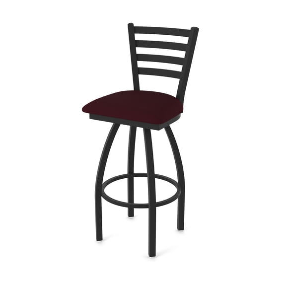 410 Jackie 36" Swivel Bar Stool with Black Wrinkle Finish and Canter Bordeaux Seat