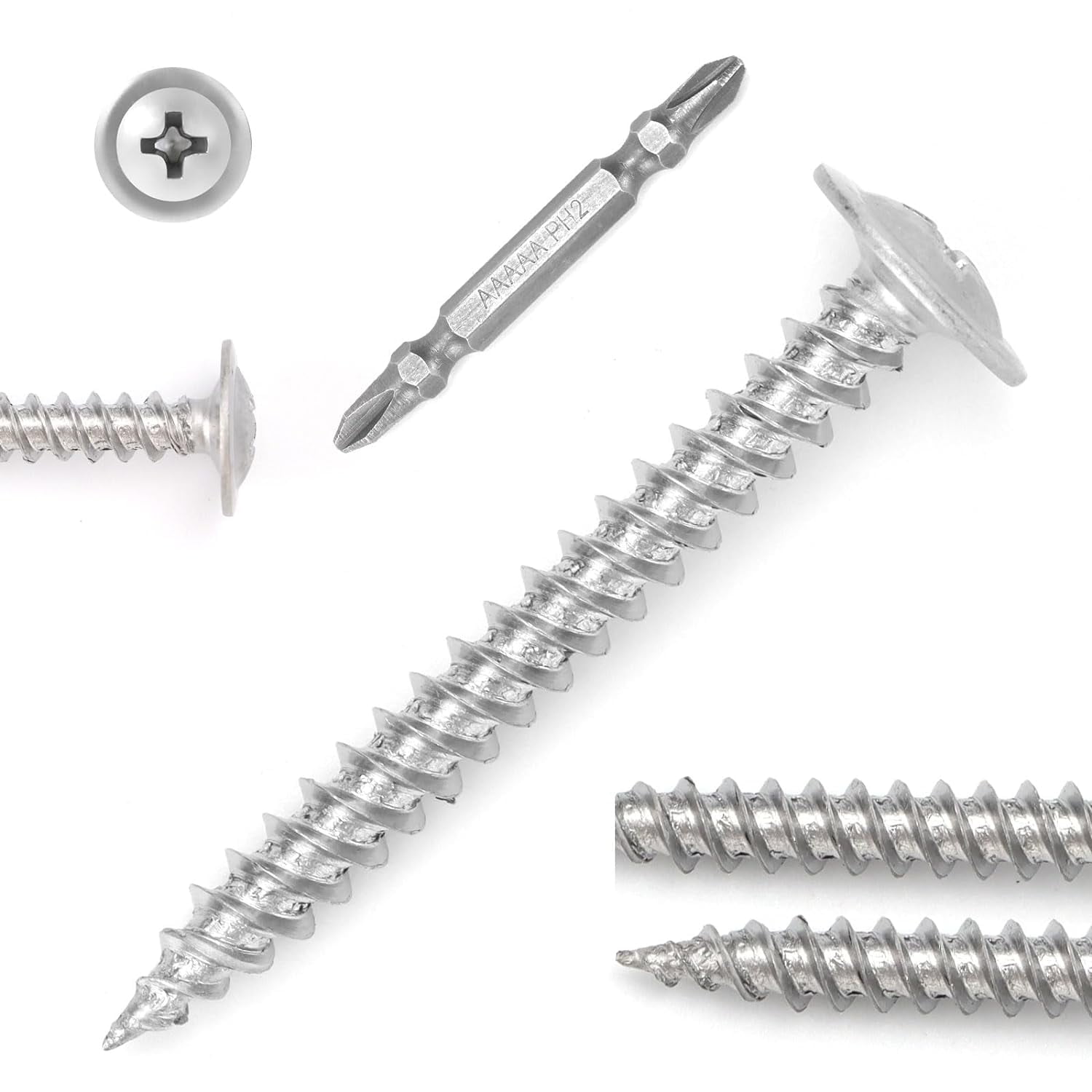 100 Pack - 6 X 5/8 Inch Stainless Steel Flat Head Self Tapping Screws | Sheet Metal Self Drilling Screws, 410 Stainless