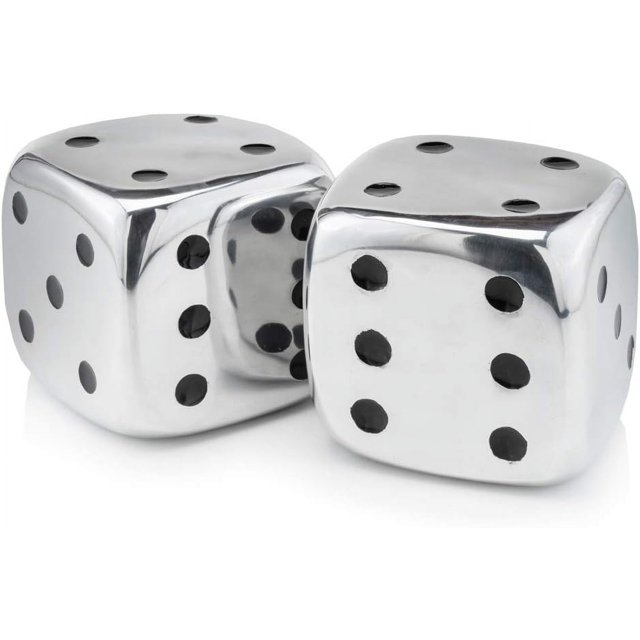 4104 Dados ative Dice, Silver with Black Dots, Vegas , Man Cave, Bar