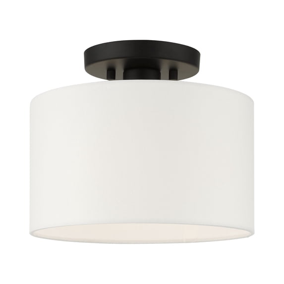 Livex Lighting Meridian 10" 1-Light Metal Semi Flush Mount in Black