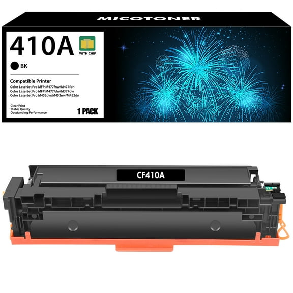 410A 410X 1-Pack Compatible for HP Laserjet 410A Black Toner Cartridge Replacement for HP 410A CF410A CF410X 410X work with HP LaserJet Pro M452DN M452DW M452NW MFP M477FDN MFP M477 Printers Ink
