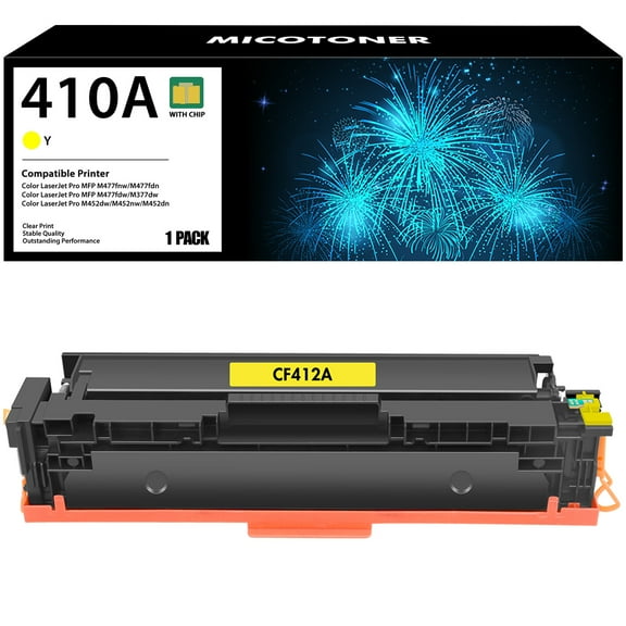 410A 410X Toner Cartridge Compatible for HP 410A CF410A CF410X 410X Color Pro MFP M477fnw M477fdw M477 M452dn M452nw M477fdn M452dw M452 M377dw Printer Ink (Yellow, 1-Pack)