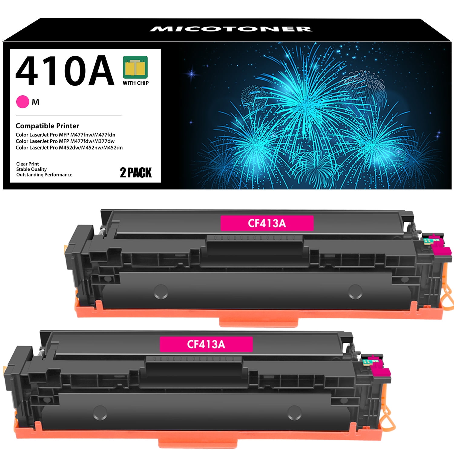 410X Toner Cartridges 5-Pack High Yield (with Chip) - Compatible Replacement For HP 410A/410X For Color LaserJet Printers