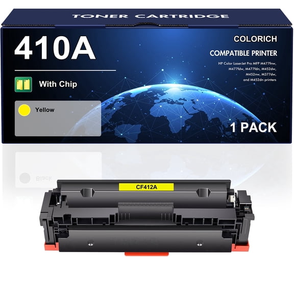 410A Toner Cartridges 410A CF410A Color Laserjet Pro MFP M477fnw M477fdw M477fdn M452dn M452nw M477 M452 M377 410X CF410X Printer Ink, Pack-1