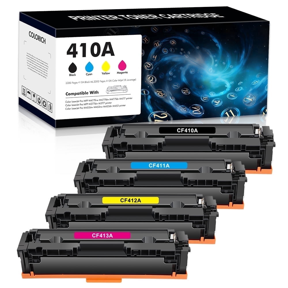 Set 5 Cartucce Toner CF410A Compatibili HP – Nero, Ciano, Magenta, Giallo – Per M452dn M477fnw