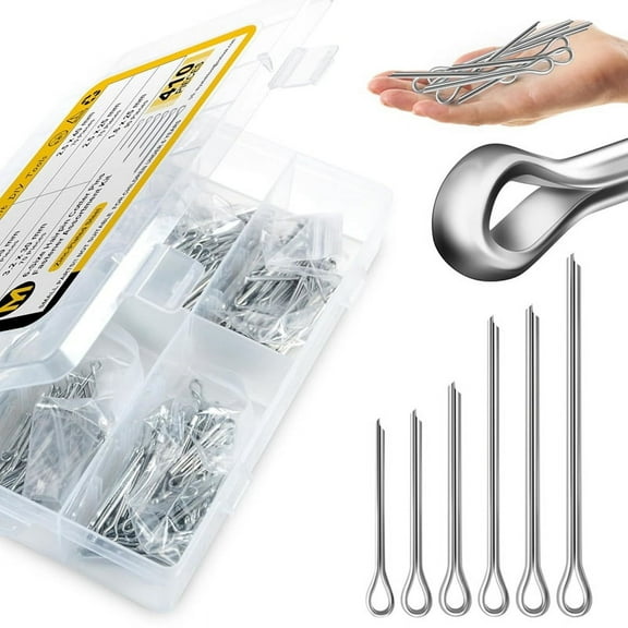 410Pcs Cotter Pin Assortment Kit, Metal Cotter Pins, Hardware Pins Cotter Pin Set for Trucks, Hitch Pin Lock System