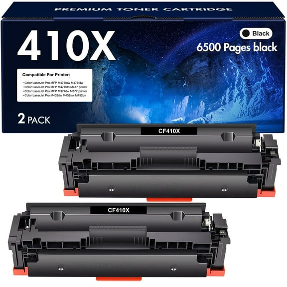 410X Toner Cartridges Compatible for HP 410A 410X CF410X with M477fnw M477fdn M477fdw Color Laserjet Pro MFP M452dn M452nw M452dw M377dw M477 M452 Printer Ink (2 Pack)
