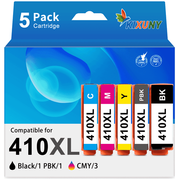 KIXUNY Ink Cartridges Compatible with Epson 410 Ink Cartridges (Black/Photo Black/Cyan/Magenta/Yellow, 5 Pack)