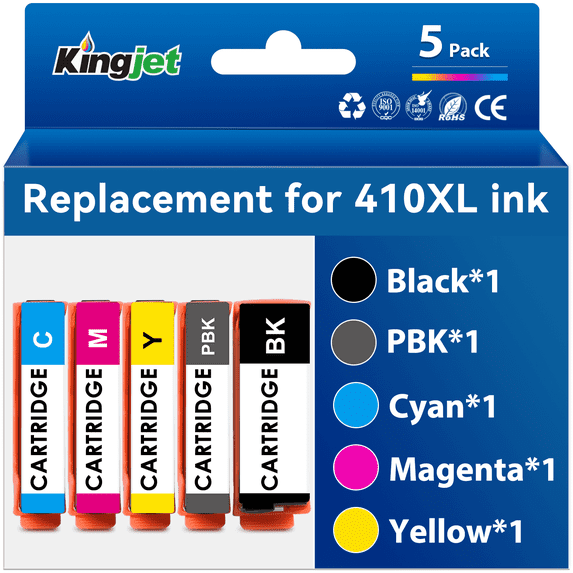 410XL Ink Cartridges Replacement for Epson 410 XL Ink Cartridges (Black Photo-Black Cyan Magenta Yellow)