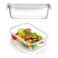 thumbnail image 1 of 410ml/ 14oz Glass Food Storage Containers with Lids,2 Pack Glass Meal Prep Containers,Reusable Airtight Container Set,Glass Lunch Containers for Microwave, Oven, Leak Proof, for Freezer, Dishwasher, 1 of 6