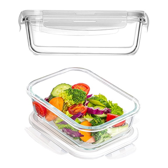 410ml/ 14oz Glass Food Storage Containers with Lids,2 Pack Glass Meal Prep Containers,Reusable Airtight Container Set,Glass Lunch Containers for Microwave, Oven, Leak Proof, for Freezer, Dishwasher